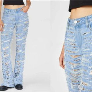 Frame Atelier Low Rise Flare Shred Jeans Size 29 NWT
